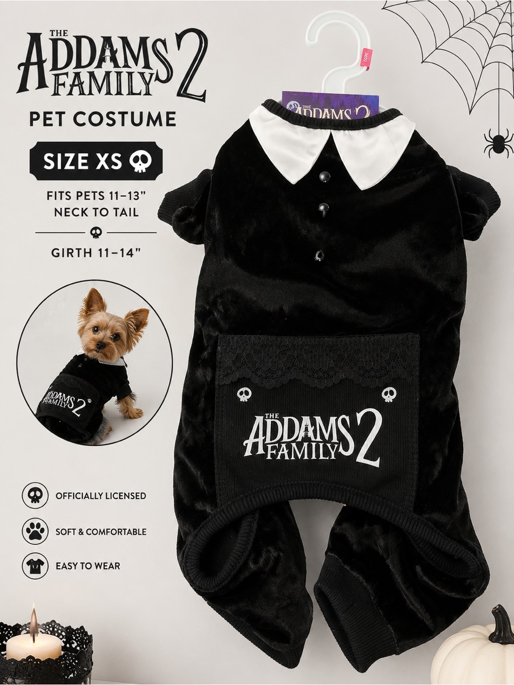 The Addams Family 2 Black Pet Costume - XS